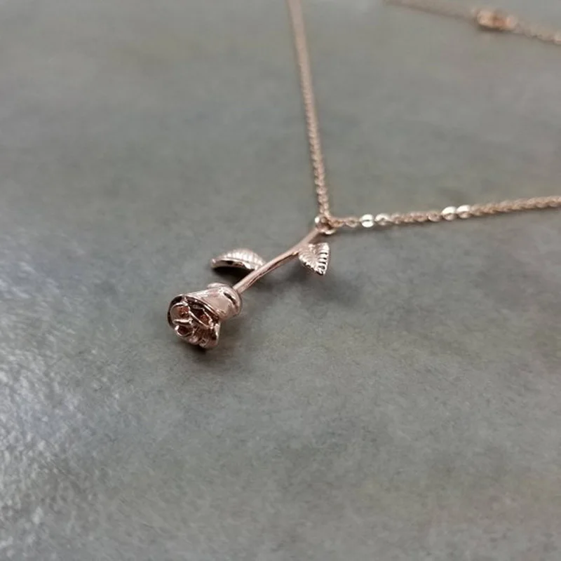 Розовое золото цветок ожерелья для мужчин женщин Lucky Charm Jewelry Нержавеющая сталь