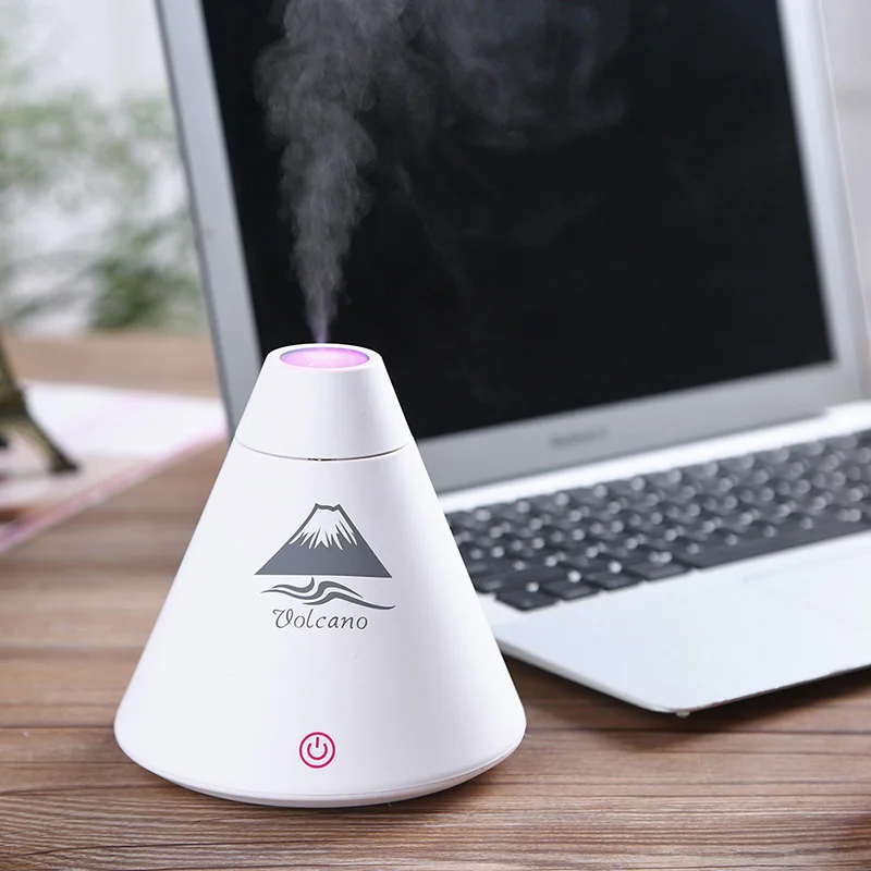 Мини вулкан USB Ультразвуковой увлажнитель с красочным светодиодным светом