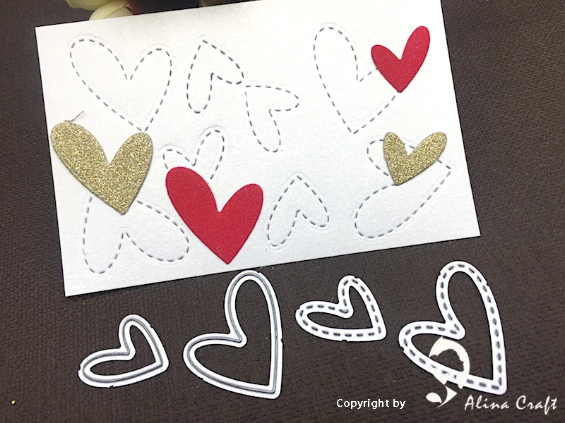 AlinaCraft METAL CUTTING DIES cut 4pc sweet heart dot embossing punch scrapbook PAPER CRAFT card album knife art cutter stencils | Дом и сад