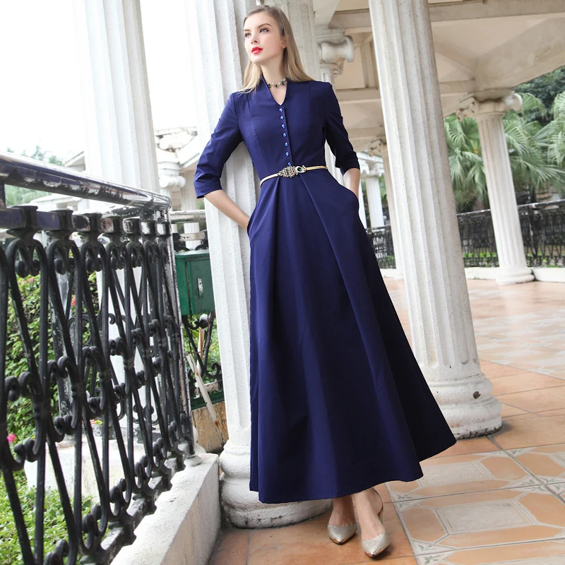 Vestido Высокое качество Мода 2018 дизайнерское винтажное весеннее платье Макси