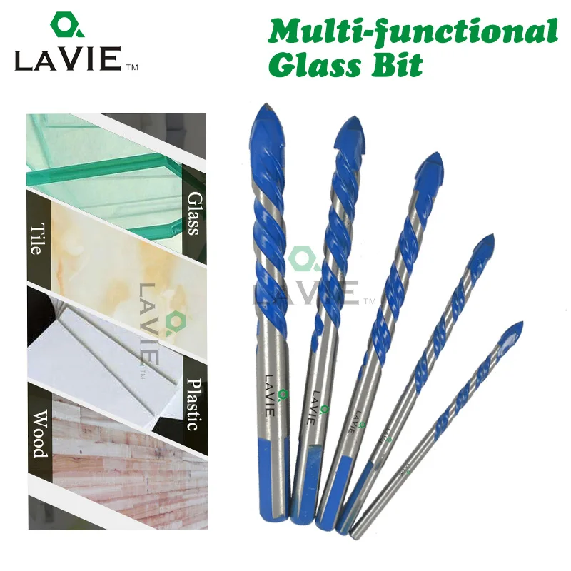 

LAVIE 3mm to 12mm Multifunctional Glass Drill Bit Twist Spade Drill Triangle Bits For Ceramic Tile Concrete Glass Marble DB02055