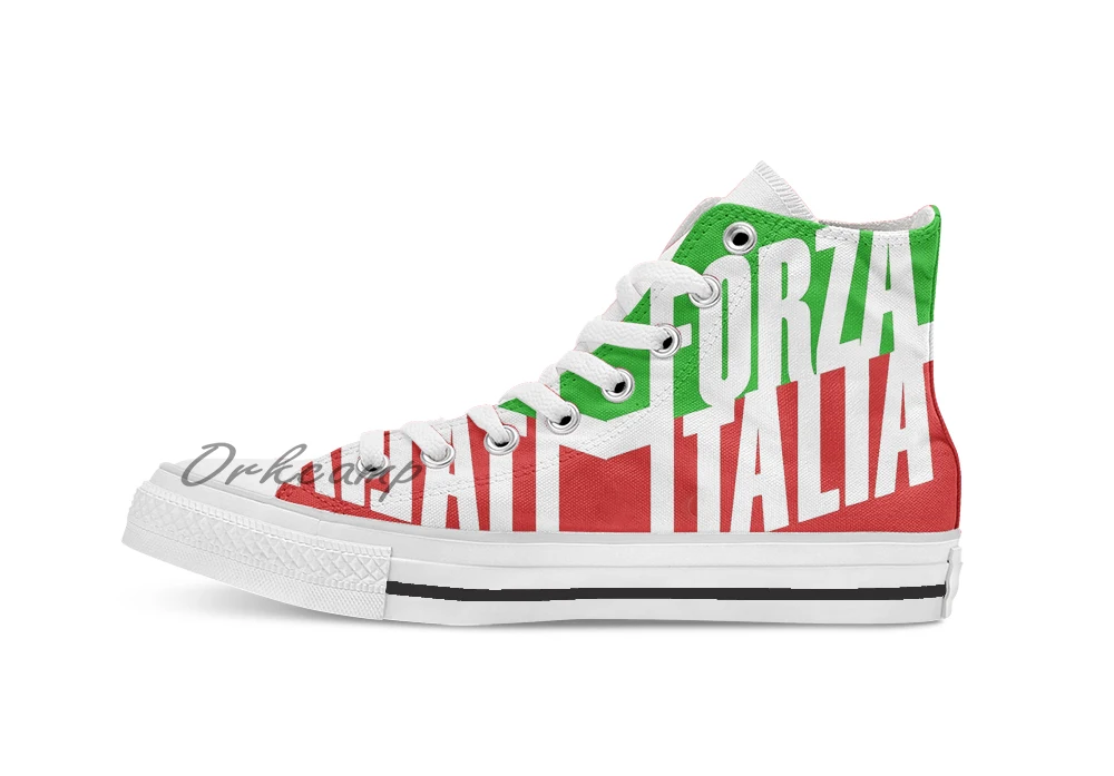 Черный Forza Italia(вперед Италия) вечерние дизайнерские дышащие Повседневные высокие холщовая обувь кеды на шнуровке - Цвет: Черный