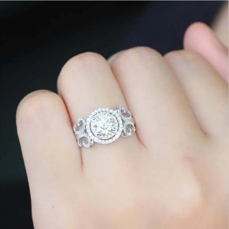 

2019 Elegant Flower Ring 925 Sterling silver AAAAA cz Engagement Promise Wedding Band Rings for Women Bridal Party Jewelry Gift