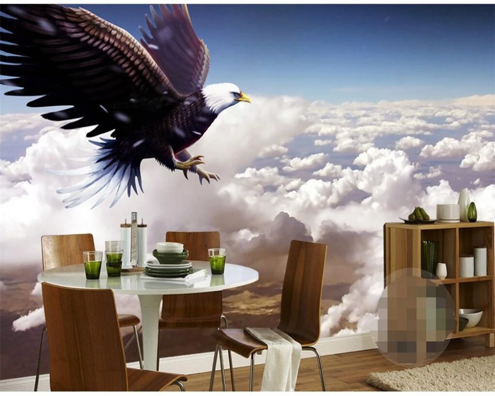 Beibehang Custom wallpaper home decoration TV couch background wallpaper Eagle fly blue sky hotel bathroom murals 3d wallpaper