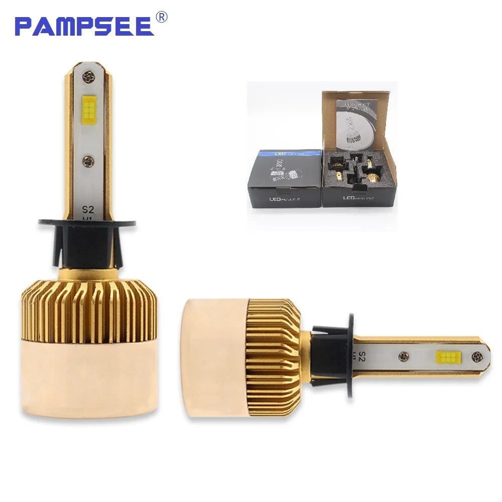 PAMPSEE 2 шт. H1 светодиодный ные Автомобильные фары авто светодиодный ные фары 8600lm 6000K Противотуманные фары с чипом CSP 12 в супер яркий белый