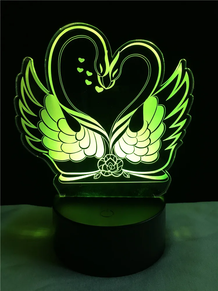 GAOPIN Lovely Swan 3D лампа светильник RGB светодиодный USB Настроение Ночной многоцветный