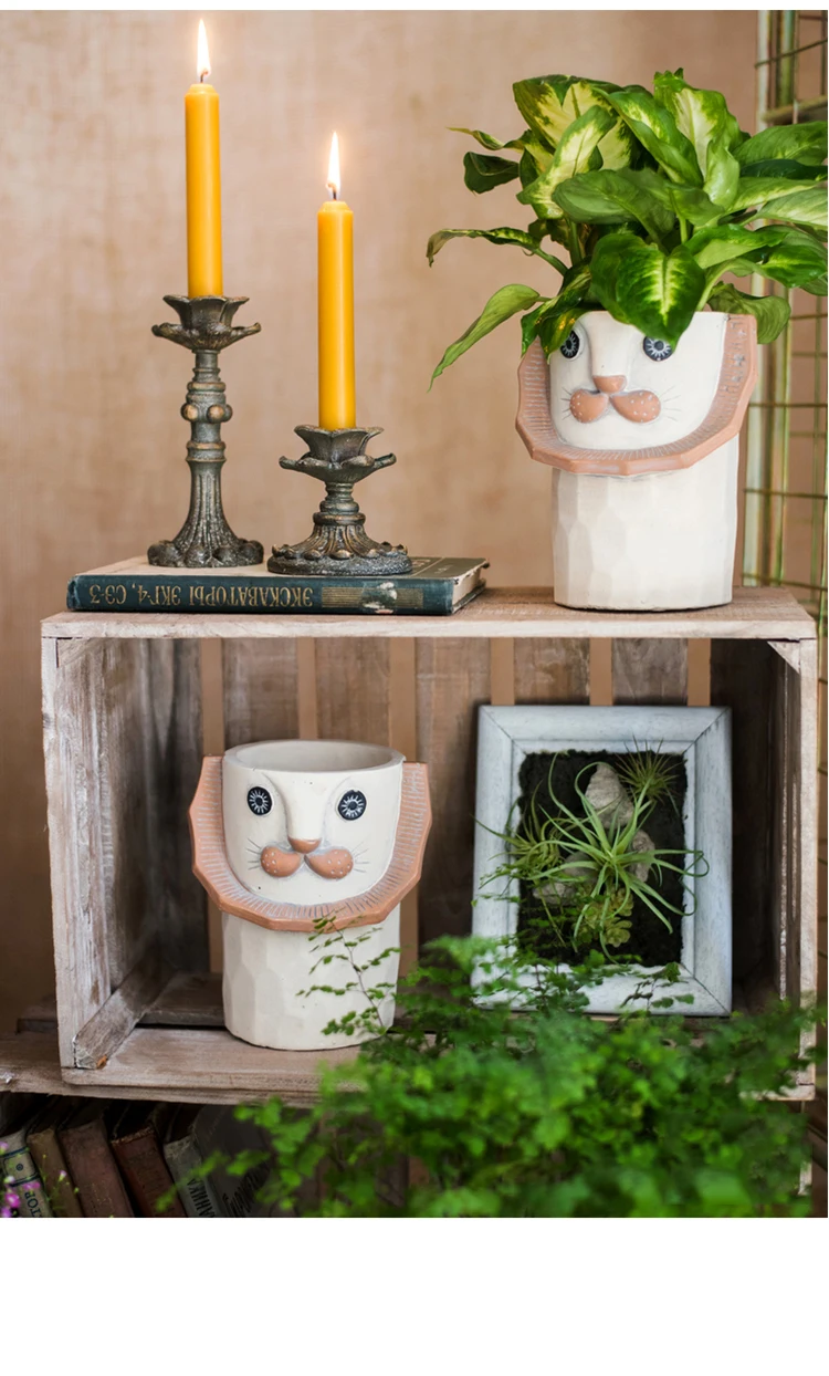 Садовая креативная абстрактная ваза со львом для украшения дома цветочный