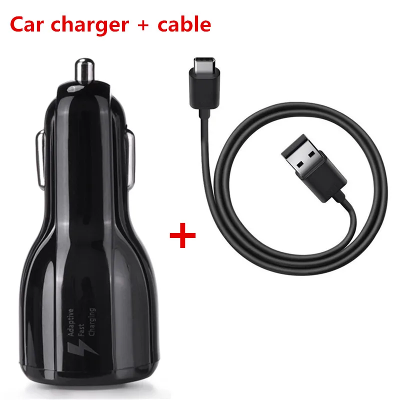 charger and cable Адаптивная Быстрая зарядка USB Автомобильное зарядное устройство+ type c usb 3,0 для samsung Galaxy S8 S9 S10 A3 A5 A7 Xiaomi Mi 9 a1 a2 OnePlus 5t 6 - Тип штекера: charger and cable