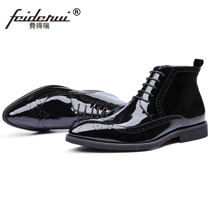 Броги мужские в британском стиле свадебные туфли оксфорды резные с закрытым