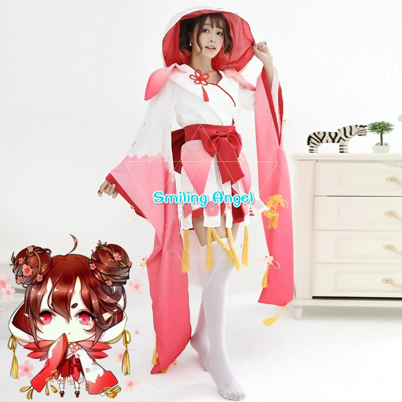 Women's Japanese Kimono Anime Onmyoji Cosplay Costume The Peach Blossom Banshee Vantage Fancy Dress Uniform NEW |