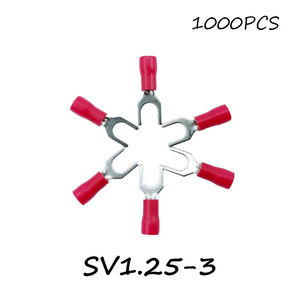 SV1.25-3 1000 шт./упак. Красный изолированный соединитель клеммных колодок с разъемом