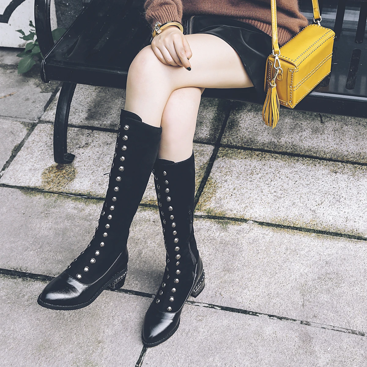 ESRFIYFE 2018 New Winter Short Plush Boots Round Toe Platform Knee High Side Zipper Punk Style Zapatos De Mujer | Обувь