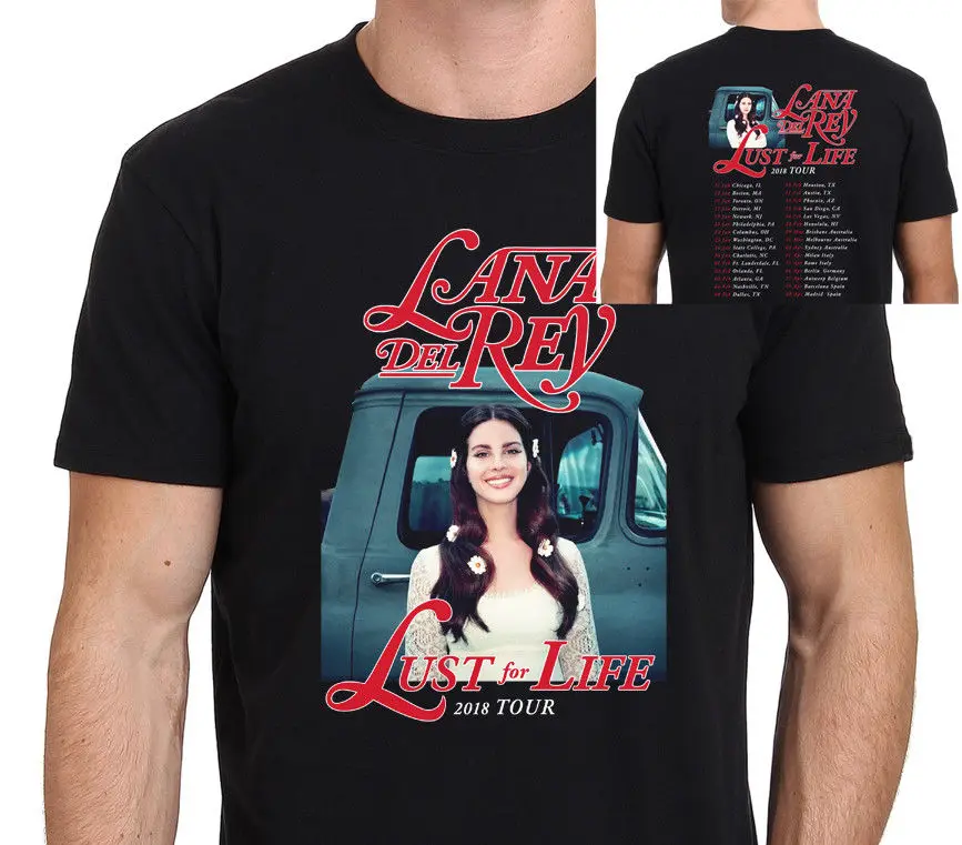 LANA DEL RAY Lust for Life 2018 тур футболка мужская черная: short короткий рукав круглый вырез