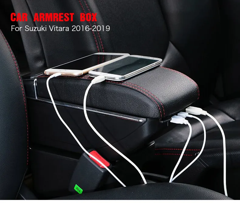 Vtear для Suzuki vitara сузуки витара подлокотник кожаный автомобильный подлокотник usb интерфейс коробка для хранения поднятый подстаканник внутренняя центральная консоль