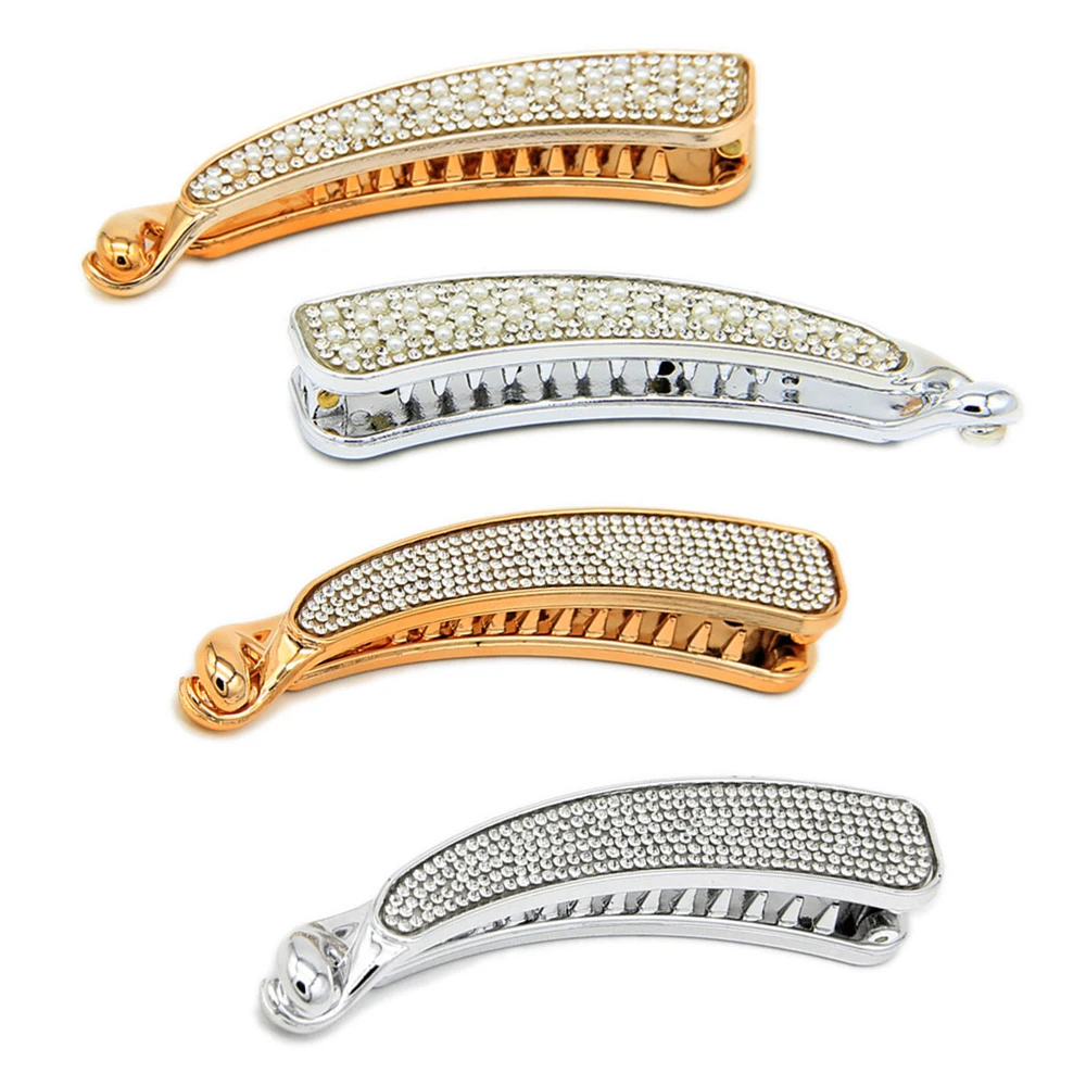 Новинка женские заколки для волос с кристаллами жемчугом и бананом элегантная