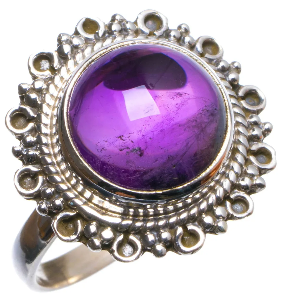 Натуральный Аметист ручной работы уникальный кольцо из стерлингового серебра 925