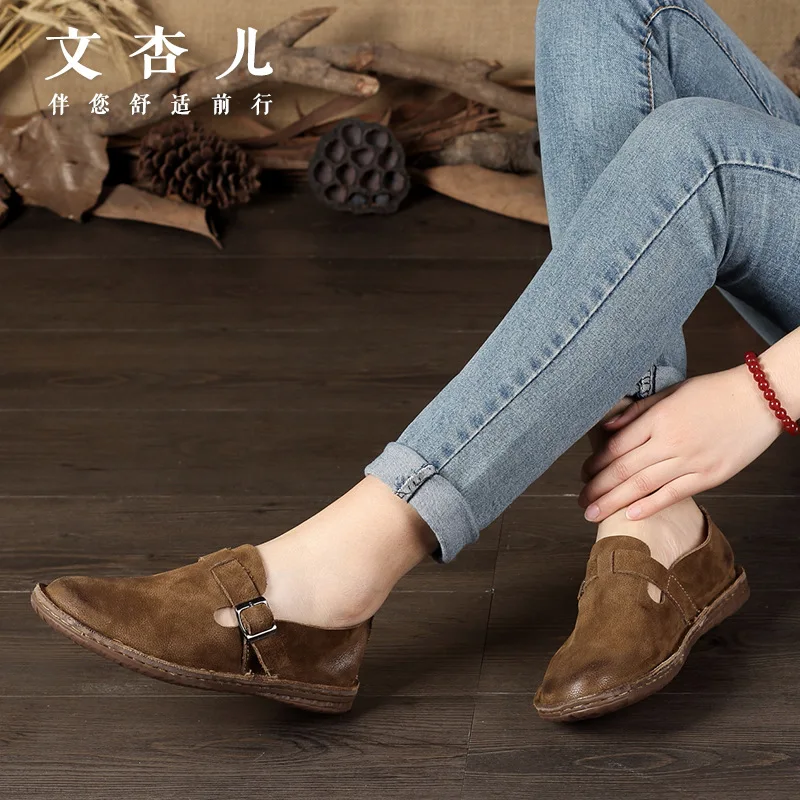 Whensinger/женские туфли на плоской подошве Модные лоферы из натуральной кожи с