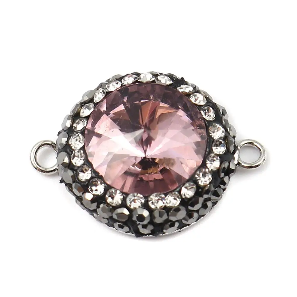

DoreenBeads медные и стеклянные соединители круглые прозрачные граненные многоцветные Стразы ювелирные аксессуары фурнитура 24*17 мм, 2 шт