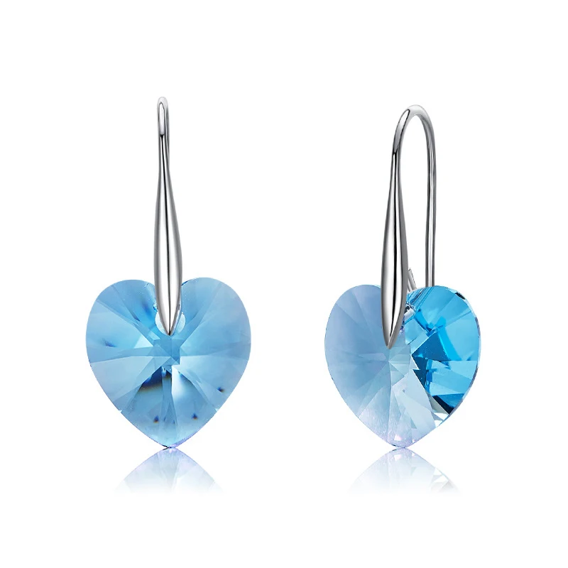 BAFFIN классические Висячие серьги, Висячие сердца, кристаллы от Swarovski, для женщин, серебряный цвет, серьги, ювелирное изделие для девушек, друзей, подарок - Окраска металла: Aquamarine