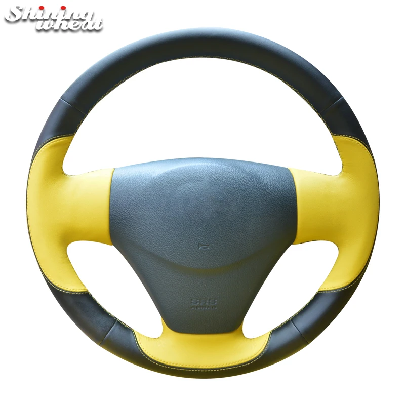 

BANNIS Genuine Leather Car Steering Wheel Cover for 2005-2009 Kia Rio 2007 Rio Hyundai Accent Hyundai Getz