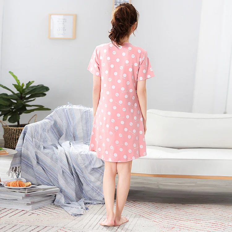 New Style Summer Cartoon Nightgowns Round Neck Knee-length Women's Sleepshirts Short Sleeve Casual Sleepwear Sexy Nightdress | Женская