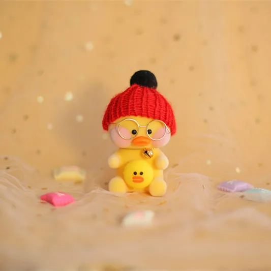 8 см Kawaii LaLafanfan кафе подвеска с форме утки брелок мультфильм милый утка автомобиль Декор животные куклы девочка игрушки подарок на день рождения для детей - Цвет: Красный
