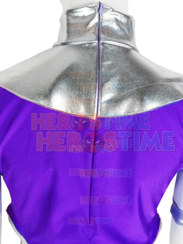 Супергерой костюм из спандекса Starfire старфаер фиолетовый и серебряный для