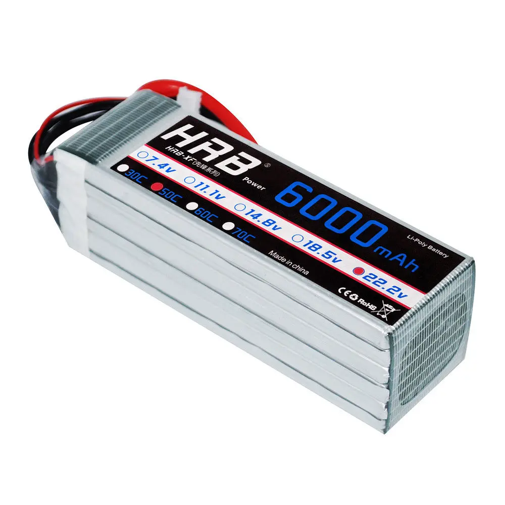 Батарея HRB 6S 22 2 V 6000mAh 50C Max 100C Lipo для радиоуправляемого дрона вертолета