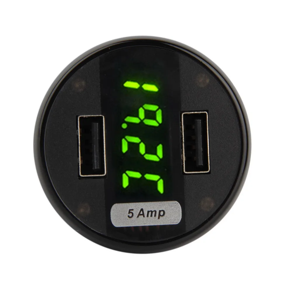 ЖК цифровой дисплей двойной USB Автомобильное зарядное устройство Универсальный