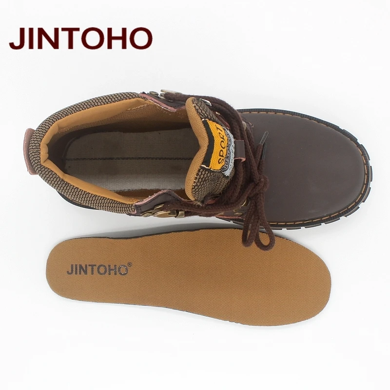 Мужские ботинки JINTOHO зимние из натуральной кожи на резиновой подошве для работы и