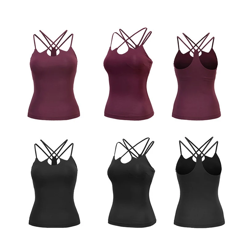 Sports Running Vests Women Yoga Camisole Fitness Dance Shirt Slim Fit Waist Shaper Cross Strap Clothing | Спорт и развлечения