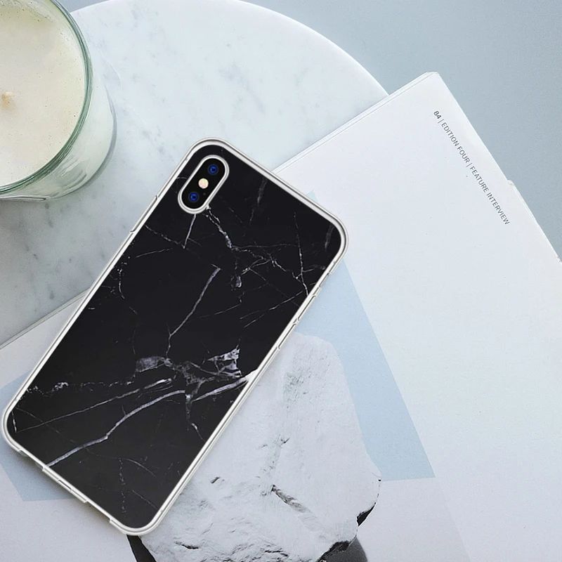 Винтажный Белый Черный Мраморный чехол с рисунком для телефона iPhone 5 6 6S X XR Plus