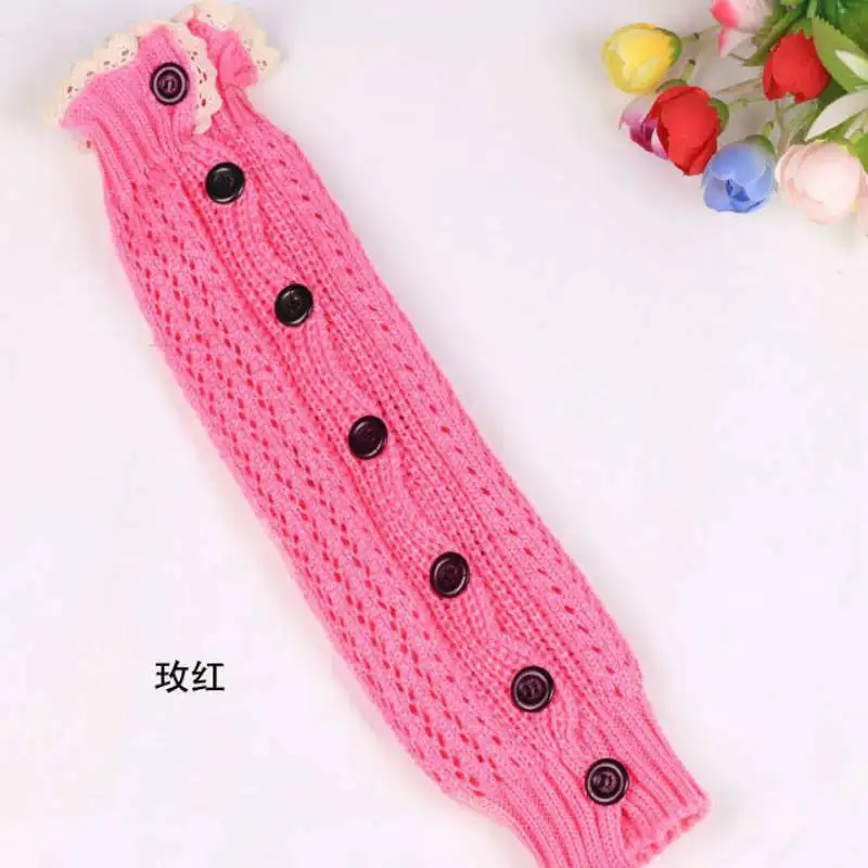 Winter Lace Leg Warmers Side Button Hollow Knitted Been warmers Women's Legwarmers Polainas Para As Mulheres | Женская одежда