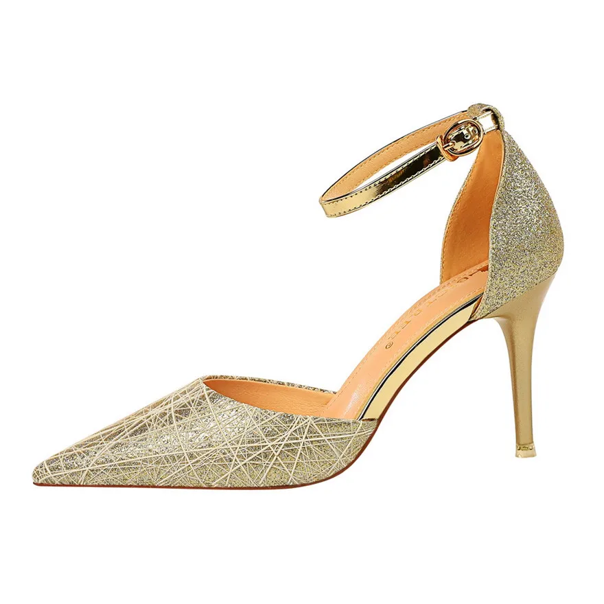 2021 Новинка Узкие туфли на высоком каблуке Пикантные вечерние босоножки женские