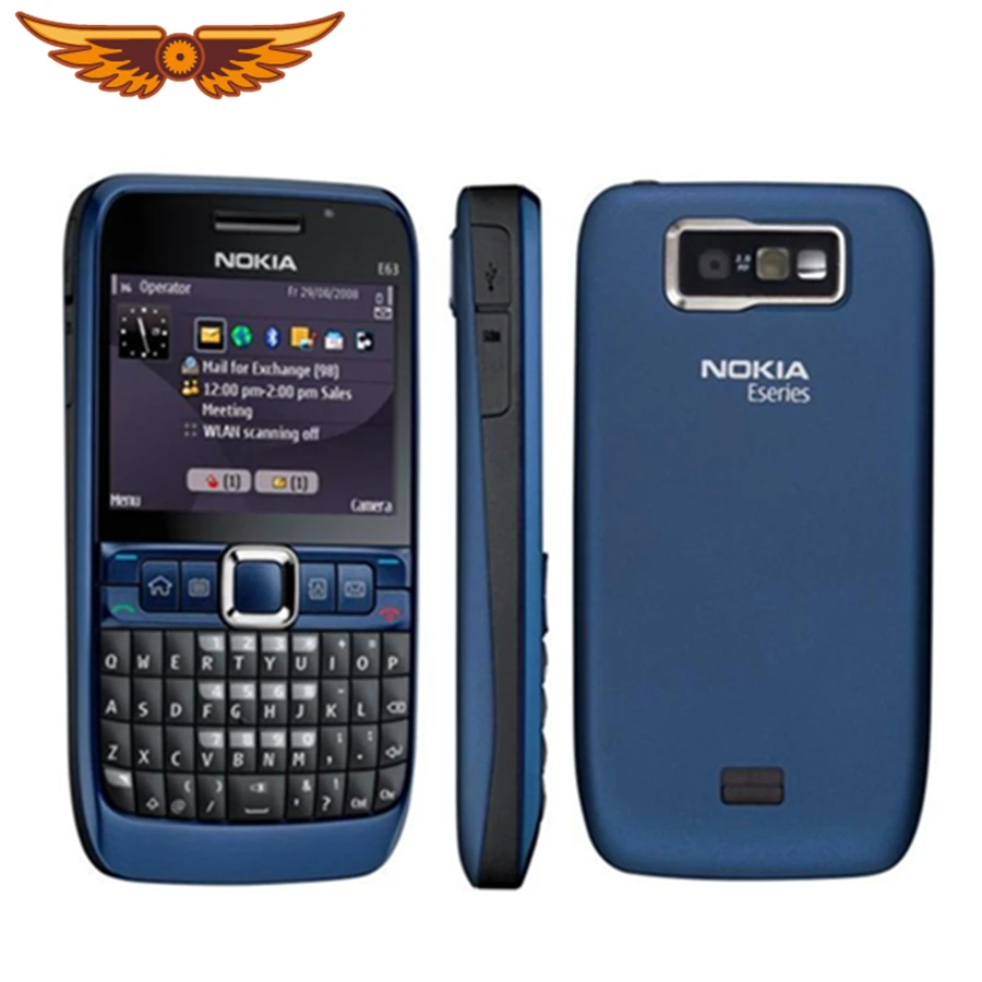 Оригинальный разблокирована NOKIA E63 сотовых телефонов 3G с функцией WI FI Bluetooth mp3