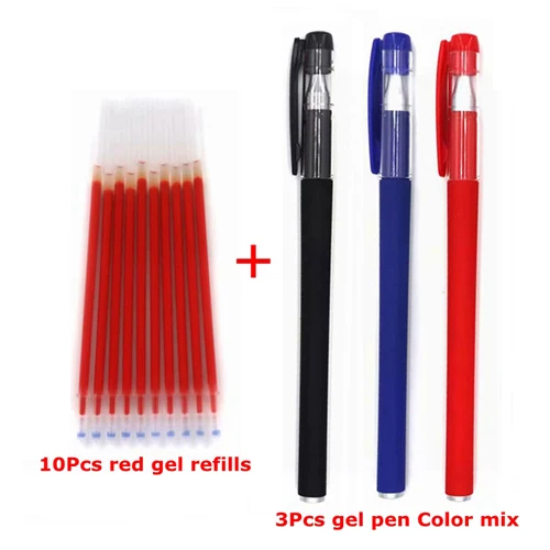13Pcs Red set 13 шт./лот, 0,38 мм, Офисная гелевая ручка, набор для заправки, ручка для подписи, красные, синие, черные чернила, стержень для ручек, школьные принадлежности, канцелярские принадлежности - Цвет: 13Pcs Red set