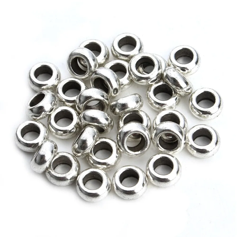 Бусины разделители серебристого цвета для браслета 30 шт./лот|big hole beads|spacer beadshole beads