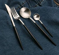 western food steak knife and fork spoon black black handle 304 stainless steel knife and fork western style food tableware four