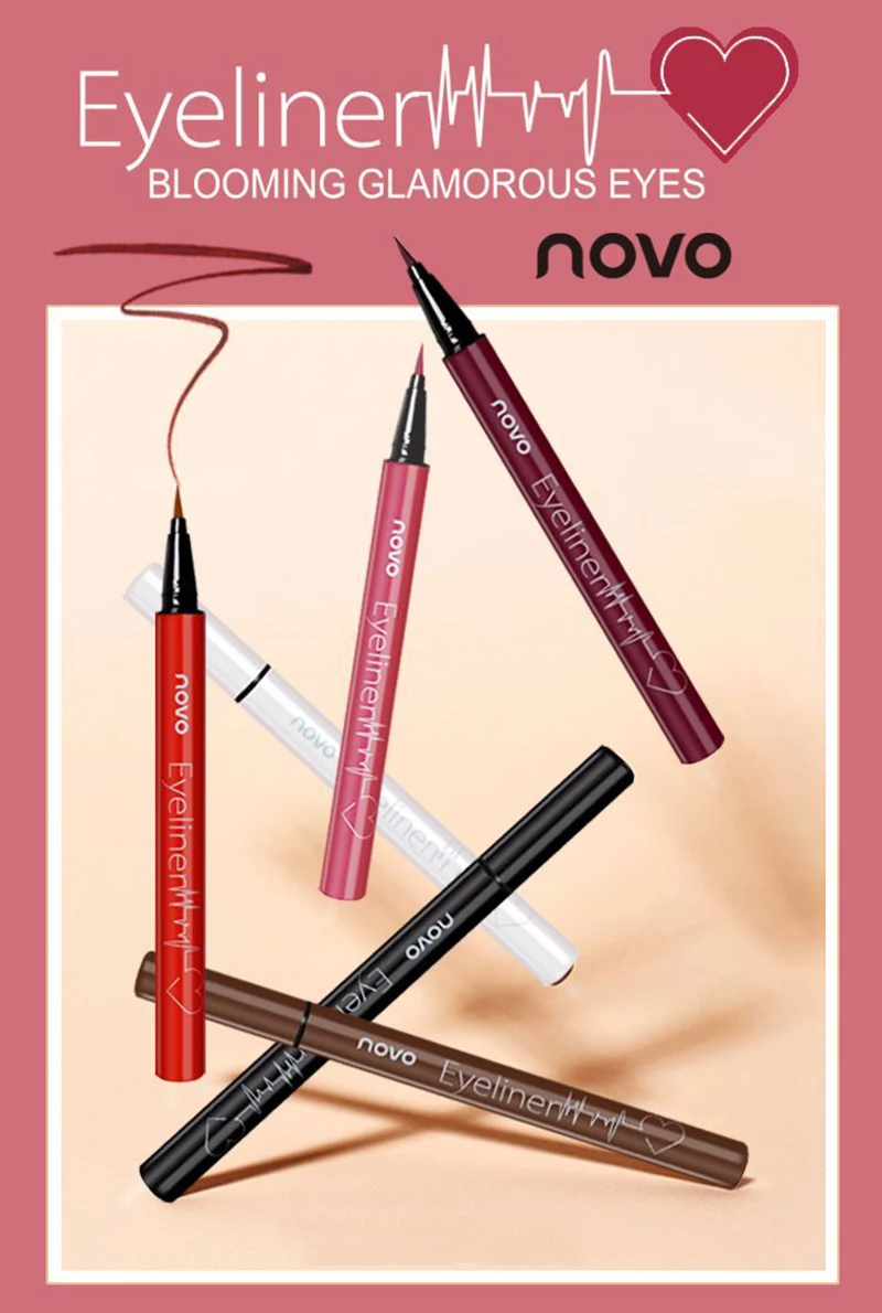 Novo, 6 цветов, подводка для глаз, карандаш, окончательный, стойкий, водостойкий, жидкий, гладкий, подводка для глаз, карандаш, красота, Хороший макияж, косметические инструменты