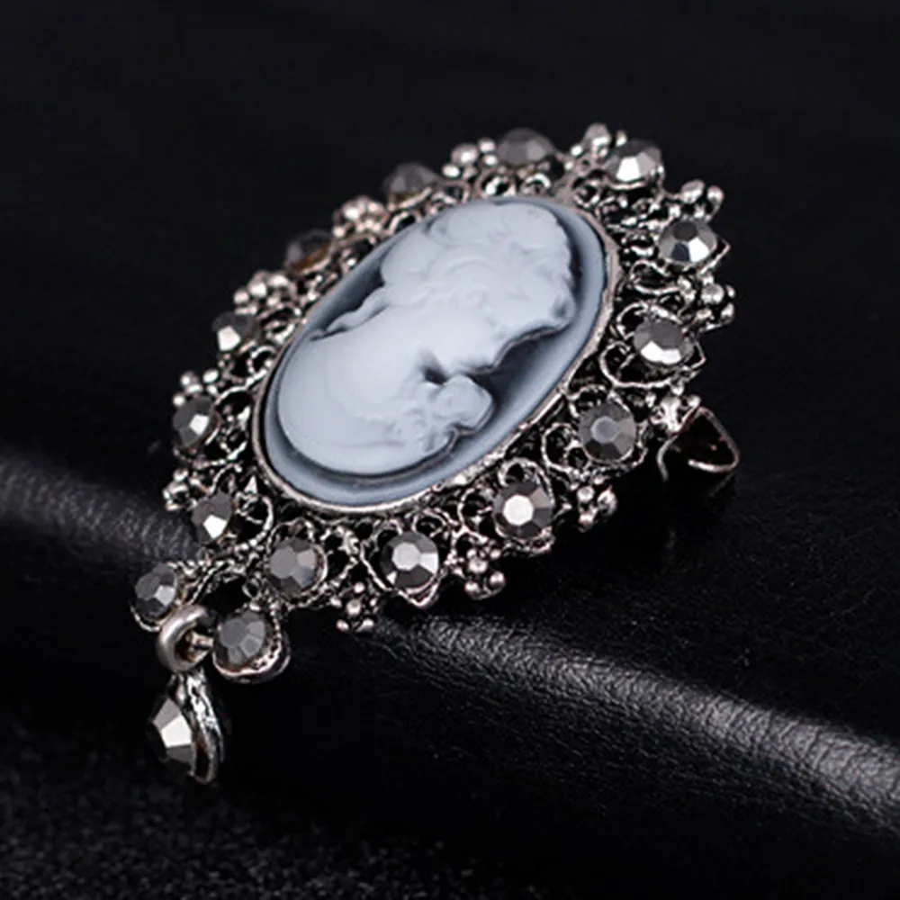 New Retro Beauty Head Crystal Tassel Brooch Alloy Pins For Women Clothing Accessories | Украшения и аксессуары