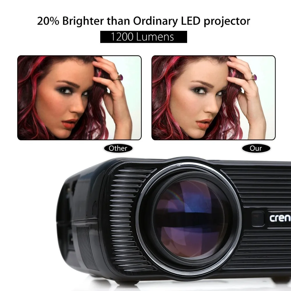CRENOVA XPE460 светодиодный видеопроектор Full HD 1080P с интерфейсами HDMI VGA AV USB для