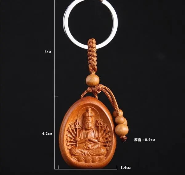 Брелок для ключей Kwan-yin из натурального дерева новинка Модная бижутерия унисекс