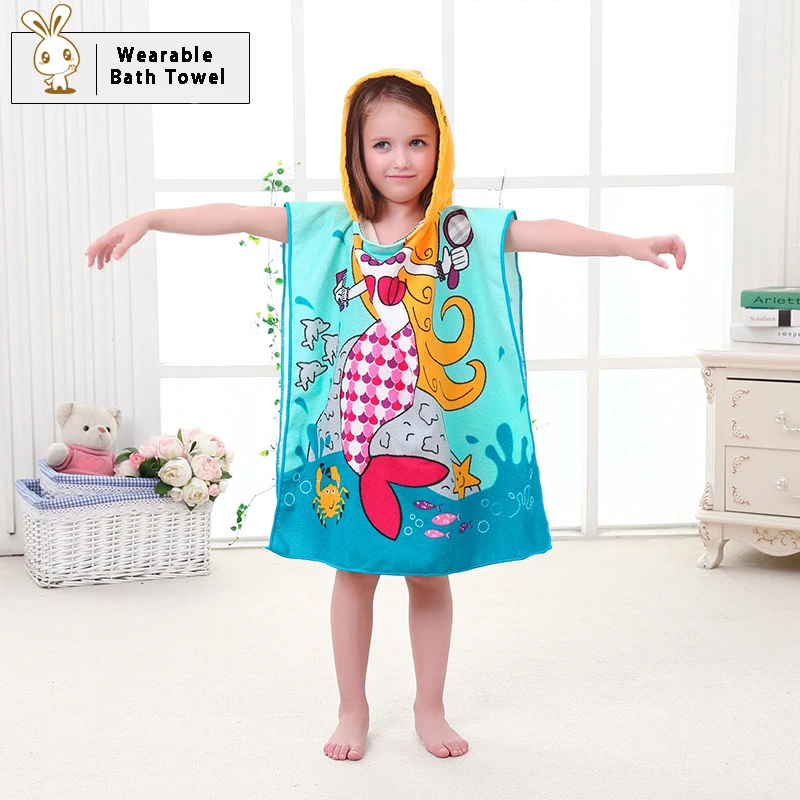 Дети характер с капюшоном Для ванной пляжные Полотенца пончо пляжное Плавание
