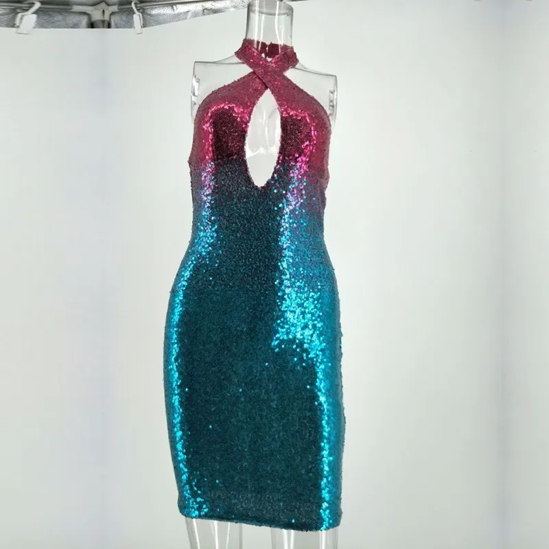 MUXU сексуальное Клубное короткое Радужное платье с блестками vestidos облегающее