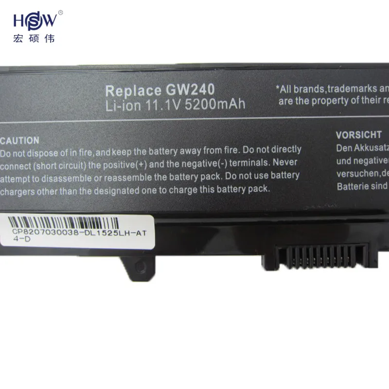 HSW ноутбука Батарея для Dell Inspiron 1525 1526 1545 1440 1750 312 0625 C601H D608H GW240 XR693 M911G GP952 Батарея|battery