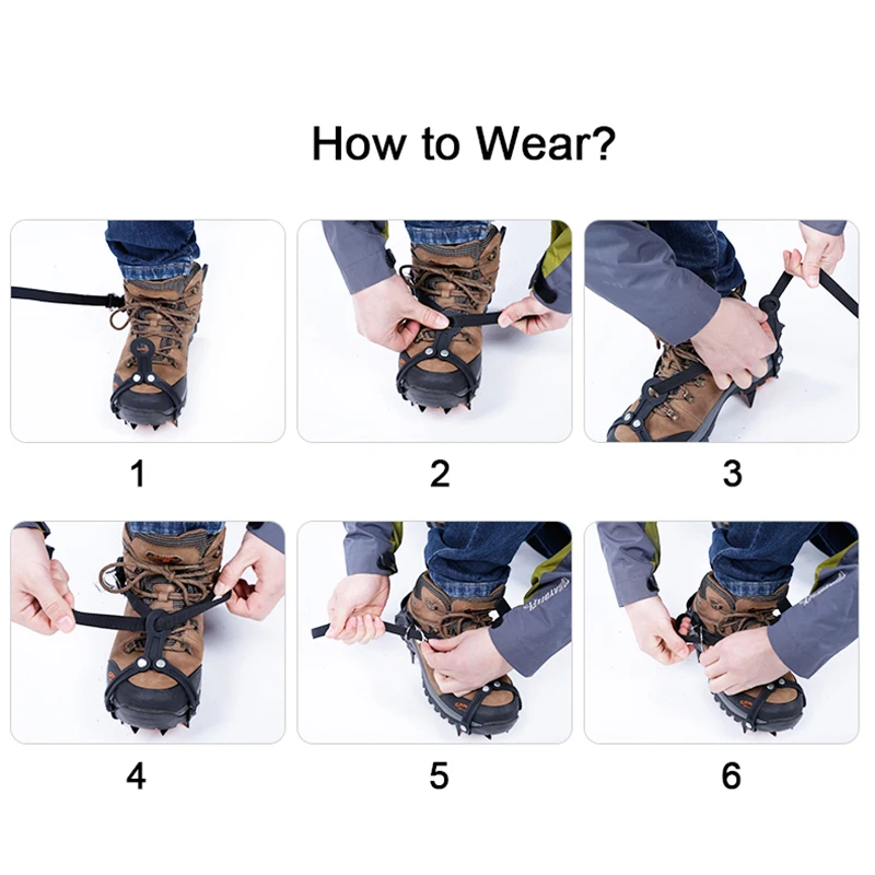 Hewolf 10-Teeth Crampon Manganese Steel Ice Gripper Crampons Snow Board For Skiing Climbing Anti Slip Cleats Outdoor Tools | Спорт и