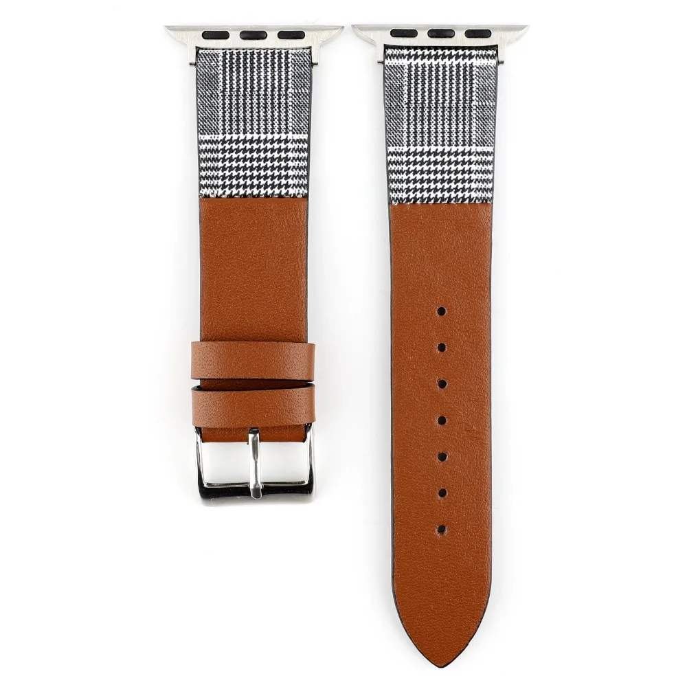 Кожаный ремешок Houndstooth для apple watch сменный кожаный Apple 4 3 2 44 42 40 38 мм|Ремешки часов| |