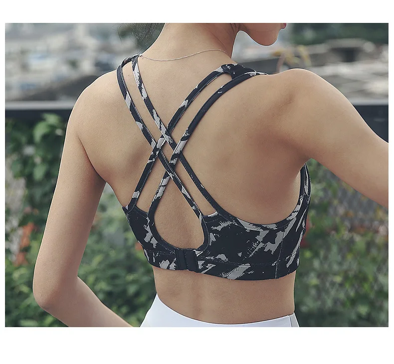 

2019 new women shockproof sports bra gathered quick dry breathable yoga fitness vest running yoga bra push up gym tank top