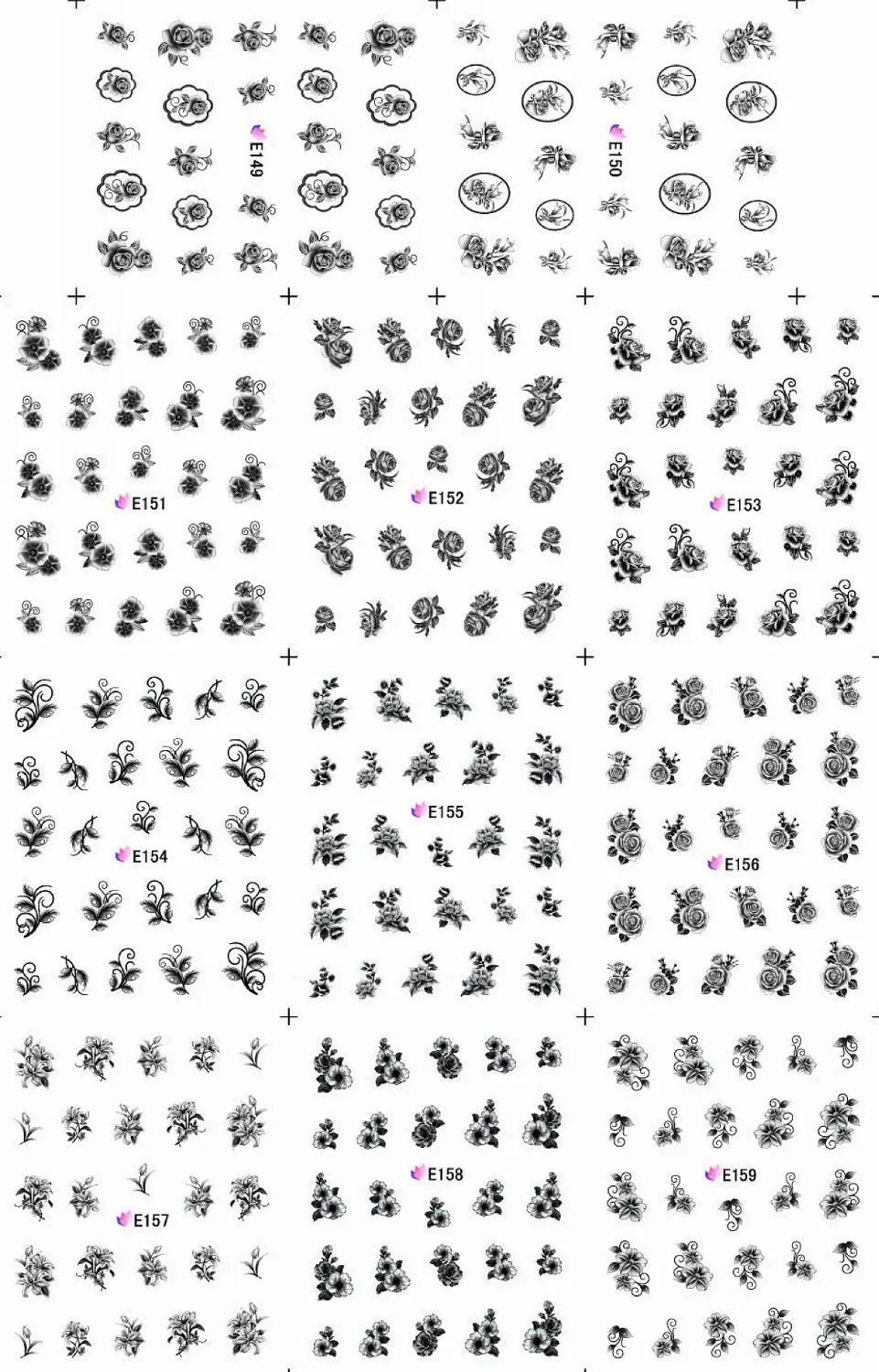 11 шт./лот самоклеющиеся 3D наклейки для ногтей с имитацией цветами черные MARI-GOLD