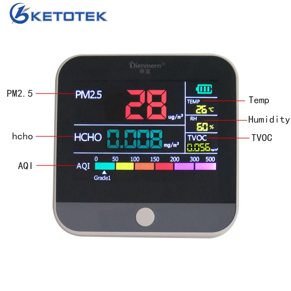 Монитор качества воздуха лазерный PM2.5 детектор HCHO тестер TVOC монитор анализатор